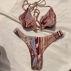 Blackbough Swim Bikini Chloe Top & Martini Bottoms in Marble Melt size S/M